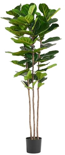 Leaf Design UK konstgjord växt fiol fikonträd växt svart plastkruka