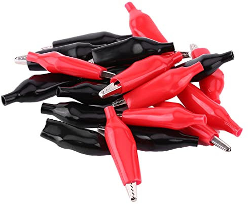 Haosie Pinzas Cocodrilo, 20 pcs 28 mm Pinzas Cocodrilo Electronica, Mini Pinza de Cocodrilo con Manguito Aislante de PVC, para Comprobar Instrumentos de Sonda