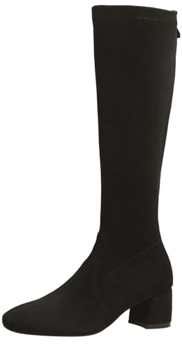 Asterisco Botas Altas Hasta La Rodilla con Tacón de Bloque Para Mujer Tacón Medio Botas Punta Rojoonda Zip Botas Elásticas, T74019Fr Negro/Rl Talla 38 EU/39Cn