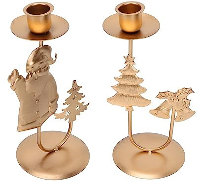 PRETYZOOM 2stücke Kerzenständer Aus Metall Für Haushalt Retro-weihnachtskerzenständer Kerzenteller Aus Eisen Goldener Kerzenhalter Für Weihnachtsdekorationen Einfaches Und Elegantes Design
