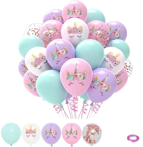 DazzJoy 27 stycken enhörningsballonger, djurballonger, enhörningsdekoration, enhörningsballonger för barns födelsedag flickor, enhörningsballonger djur för enhörnsfest dekoration, prinsessa