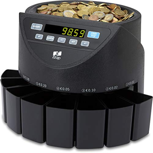 ZZap CS20 - Contadora y clasificadora automática de monedas EURO – Velocidad de conteo de 220 monedas/minuto, recuento por lotes ¡y más!