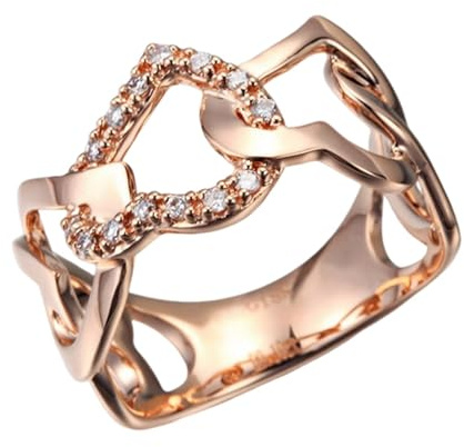 Freundschaftsringe Rosegold 14K, Freundschaftsringe Freundinnen mit 0,08 Ct Diamant Größe 50 (15.9)