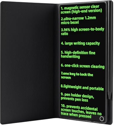 EMEBAY Tablet da scrittura LCD tascabile da 6,5 pollici, mini blocco note digitale cancellabile a schermo intero con custodia per bambini e adulti, blocco da disegno portatile per messaggi, promemoria