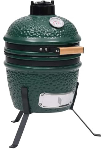 LoogCape Kamado - Barbecue 2 in 1, in ceramica, 56 cm, con termostato, coperchio pieghevole, ventilazione in acciaio inox, ideale per barbecue, affumicatura, cuocere, cucinare, all'aperto, balcone