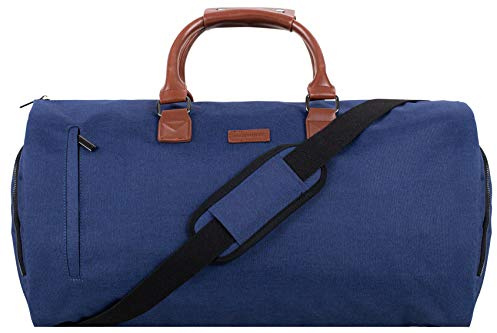 HUGH BUTLER Weekender Tasche Herren 4w1 – Anzug Transporttasche - Praktische Reisetasche für Kleidung, Laptop, Schuhe und Kosmetika - Elegante Marineblaue Hülle, für Business und Geschäftsreisen