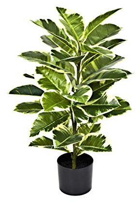 GreenBrokers Artificial Real Touch Rubber Plant in Pot 75cm