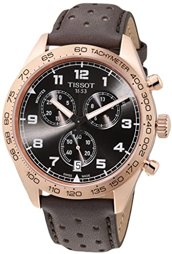 Tissot PRS 516 Chronograph Watch Pink Case T131.617.36.082.00 Man Leather Strap