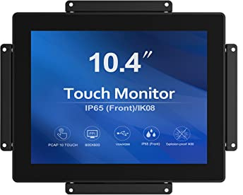 GreenTouch 10,4 pollici 10 punti Schermo LCD touch screen industriale con cornice aperta frontale impermeabile 800x600 Nero