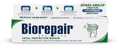 Biorepair, Dentifricio Total Protective Repair, 4 Confezioni da 60 ml, Ripara lo Smalto, Protegge da Placca, Tartaro e Carie, Ripara lo Smalto, Mantiene l'Alito Fresco, Dentifricio Senza Fluoro