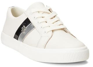 LAUREN Ralph Lauren Janson Sneaker Ballerine Donna, Bianco morbido/argento lucido/nero, 41 EU