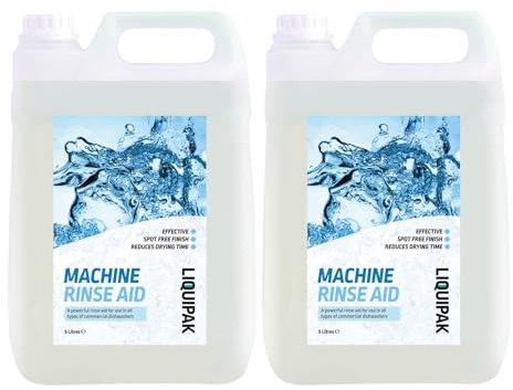 Liquipak Rinse Aid 2x5L – Automatic Dishwasher & Glasswasher Rinse Aid. Prevents spots, streaks & smears on dishes, glassware & cutlery. Ideal for commercial kitchens.