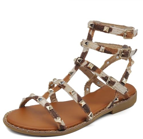 IF Fashion Sandalen Flip-Flops Gladiator Sommerstiefel für Damen mit Nieten Kunstleder S060136