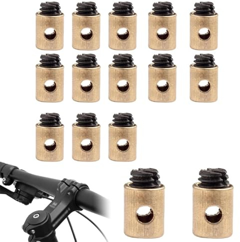 VYNZOR 15 pièces Câbles et gaines de frein vélo(5 x 6 mm),Serre-câble d'accélérateur universel en laiton, serre-fil de moto,pour Accélérateurs de Scooters et Motos