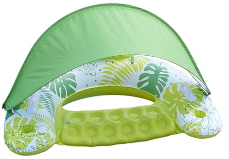 Pool Float – Aufblasbarer Schwimmfloßstuhl | Wasserliege mit ergonomischem Design und Getränkehalter, bequemer Poolschwimmer für Männer und Frauen, ideal zum Schwimmen im Freien, Fluss, See