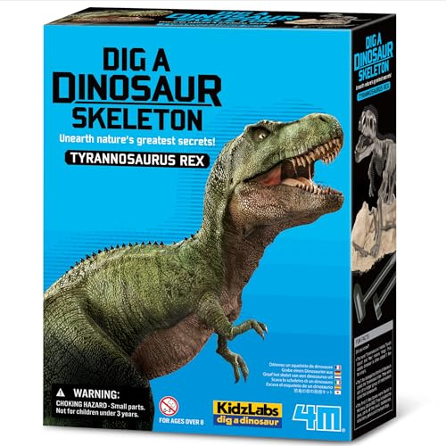 KidzLabs Kit Excavation Dinosaure Tyrannosaurus Rex – Jeu de fouille archéologique – Squelette T-Rex à Assembler