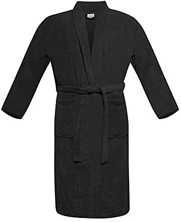 A & B TRADERS Bath Robe 100% Egyptian Cotton Terry Towelling Robe Gown Luxury and Super Soft (Black)
