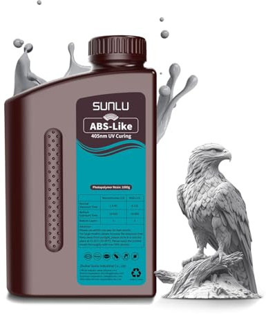 SUNLU ABS-Like 3D Drucker Resin 1KG, 405nm UV-härtendes Standard Photopolymer Schnellharz für den LCD/DLP/SLA 3D Printing, Nicht-spröde & Hohe Präzision, Grau 1000G