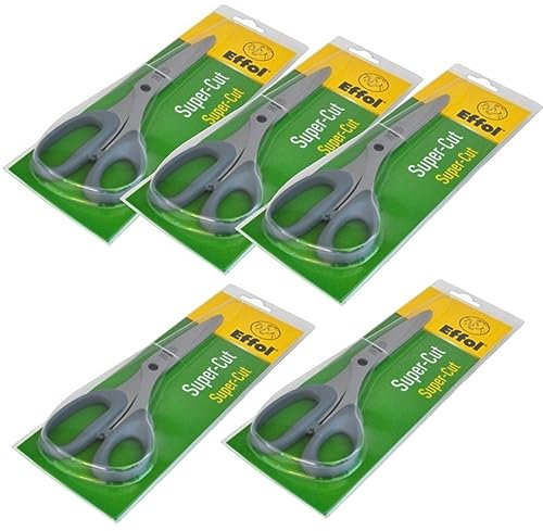 RL24 - Schere Super-Cut | Mähnenschere für Pferde | aus rostfreiem Edelstahl | Schweifschere für präzises Schneiden | Länge 21 cm | Schere für Mähnen | 5 Stück (5er Set)