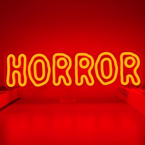 Horror Neon Sign for Wall Decor Horror Movies Sign for Scary Room Halloween Led Neon Sign Dimmable Neon Light Sign for Movies Fans Lover