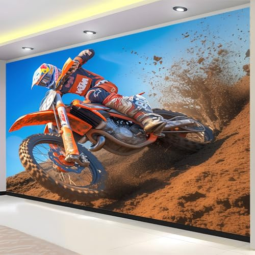 Générique Papier Peint Mural Salon Motocross 250 x 175 cm Papier Peint Panoramique Intissé Moderne, Décoration Murale Poster Tableaux Muraux Imprimé 3D Tapisserie Photo