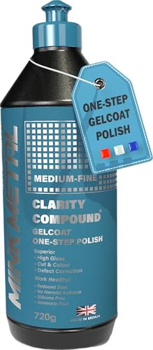 MINK METAL Clarity Compound, Medium-Fine Buffing, Polishing & Cutting Compound, 720g, for Gelcoat, Plastic, Headlights, Epoxy Resin, Scratch Restorer & Swirl Repair, Marine, Boat, Motorhome, Caravan.