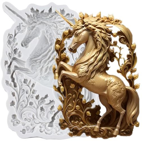MINFEIDMS Unicorn Silicone Moulds Fondant Unicorn Cake Decoration Moulds for Cake Decorating Cupcake Topper Gum Paste Candy Polymer Clay