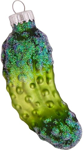 Krebs Glas Lauscha - Weihnachtsdekoration/Christbaumschmuck aus Glas - Weihnachtsbaumanhänger - Motiv: Weihnachtsgurke - Größe: ca. 7 cm