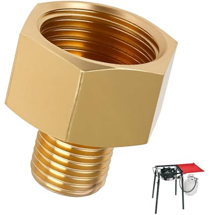 Connettore 1/2 RH x 1/4 LH per Bombole di Gas, Adattatore Ottone per GPL Cucine a Gas, Fornelli, Grill e Attrezzature da Campeggio, Raccordo di Sostituzione Sicuro, Facile Installazione, per Esterno