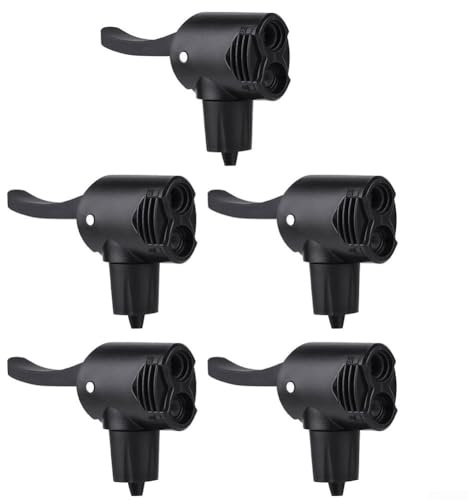 Repuesto de boquilla de bomba de bicicleta, 5 piezas de boquilla de inflador, válvula de aire, material ABS negro con sello de silicona suave para bomba de bicicleta