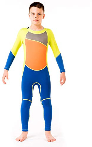 AMONIDA Neopren Våtdräkt för Pojkar Långärmad Dykdräkt för Barn Varm för Simning Surfing Snorkling Lättviktsstorlek XS-S-M-L-XL