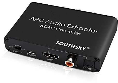 SOUTHSKY 192KHz DAC,Convertitore Audio Digitale a Analogico, L/R, Estrattore Audio HDMI ARC a SPDIF, Coassiale, 3,5 mm Stereo, L/R, Volume CEC Regolabile,Switch Ottico,Toslink,RCA