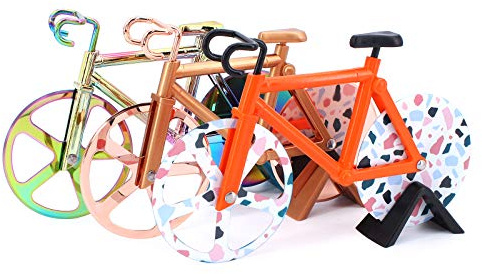 TAECOOOL Fahrrad Pizza-Schneider Edelstahl Walze Pizzarad Fahrrad Pizza-Schneider Zweiteiler Set (Bunt)