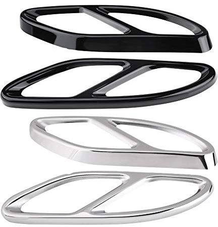 Embellecedores de escape, cubierta del tubo de escape 1 par de embellecedores de la cubierta del tubo de escape del silenciador de escape para Mercedes-Benz GLC C Clase E C207 Coupe 14-17(Plata)