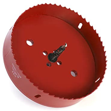 QWORK® Sega a tazza 150mm, M42 Sega a tazza bimetallica, con adattatore esagonale e punta di centraggio, per alluminio, ferro e legno, rosso