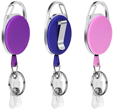 Vicloon Ausweisjojo, 3 Stück Einziehbarer Ausweishalter, 3 Farbe Schlüssel JoJo mit Schlüsselring 2 in 1 für ID Badge Holder, Kartenhalter, Schlüsselkarten