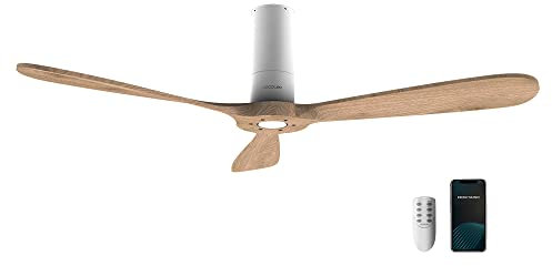 Cecotec Deckenventilator mit Fernbedienung und WLAN EnergySilence Aero 5500 White Aqua Connected. 40 W, Durchmesser 52 Zoll, 3 Flügel, Schutz IP44, Winter-Summer-Modus, Timer
