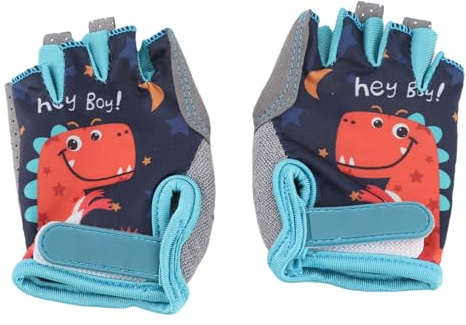 SPYMINNPOO Guantes de Ciclismo para Niños, Lindos Guantes de Bicicleta de Medio Dedo de Dibujos Animados, Manoplas Antideslizantes, Absorbentes de Golpes, Guantes Deportivos Transpirables (Azul)