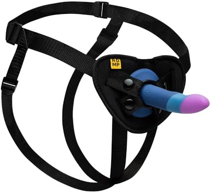 ROMP Piccolo Pegging Kit | Consolador con Correa de Silicona de 5 Pulgadas | Kit de Arnés Ajustable con Dildo de Ventosa No Realista | Consolador Curvo Punto P y Punto G | Lavable a Máquina