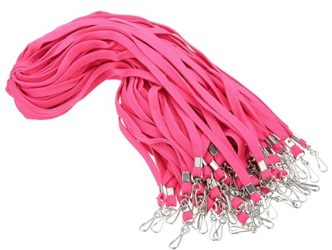 PATIKIL 47 cm Bulk Lanyard, 50 st ID-märke snodd för lärare slitstarkt nackband med ID-märke nyckelring tagg plånbok kryssning, varm rosa, Varm rosa, 47