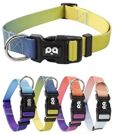 Ledeak Nylon Hundehalsband, Verstellbar Hunde Halsband Mit Farbverlauf, Welpenhalsband Mit Robuster Sicherheitsschnalle, Anti Zug Hunde Halsband für Welpen Kleine Mittel Große Hunde (Gelb, XS)