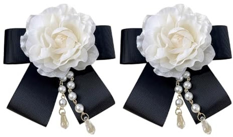 2pcs Perle Kamelie Blume Brosche Pin für Frauen Mädchen Hochzeit Bouquest Pin Brosche Party Revers Jacken Hut Schals Ansteckblume Kleid Broschen Pins Exquisite Braut Mutter Schmuck Geschenke