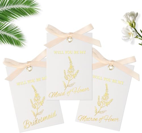 Gosknor 11pcs Brautjungfern-Antragskarten, Inklusive 8 Willst du Meine Trauzeugin Sein 2 Trauzeugin Karten und 1 Matrona der Trauzeugin mit Blumenmuster mit Schleife, für Hochzeit Brautparty