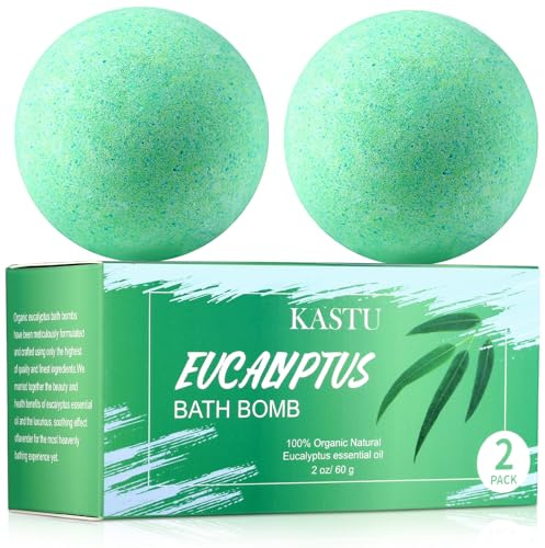 KASTU Bath Bombs Salt Balls,Eucalyptus Extract Essential Oils,Moisturizing Dry Skin,Fizzy Spa,Relaxation,Bubble Bath Bomb Gifts Idea for Men Women,2 x 100g