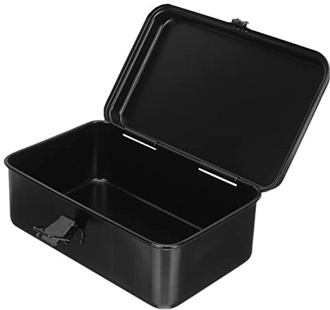 Lurrose Kartonblatt Werkzeugkasten klein Werkzeugkästen tragbar Organisation Container Fall metallkiste werkzeugkiste blech maschinenkoffer metallbox mit deckel Eisen Black