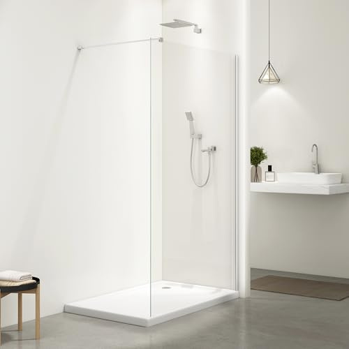 Bathlink 100 x 200 cm Duschwand, 8mm ESG Nano Glas, Walk in Duschabtrennung, Duschwand für Dusche