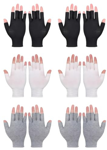 CFEWV 6 Paar Fingerlose Baumwollhandschuhe für Neurodermitis, UV-Schutz, Hautfreundlich, Einheitsgröße, Touchscreen-freundlich, Schrumpffrei, Empfindliche Haut