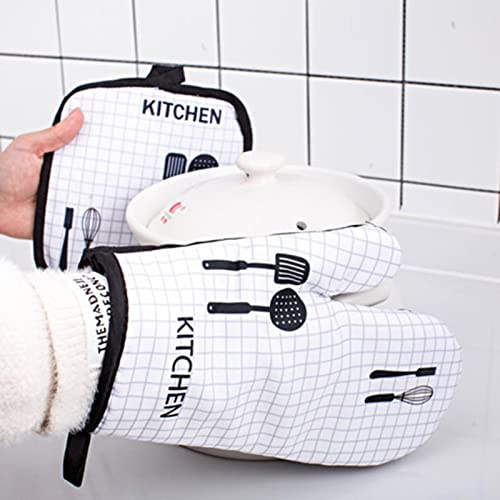 Gants résistants à la Chaleur - Gants de Four en Coton lavables en Machine à 200 ° résistants à la Chaleur,Gants de Four Mignons Anti-brûlures pour la Cuisson et la Cuisson au