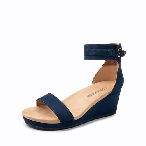 DREAM PAIRS Women's Open Toe Platform Wedge Sandal | Zipper closure for easy on/off, soft fabric insole, flocking/TPU outsole