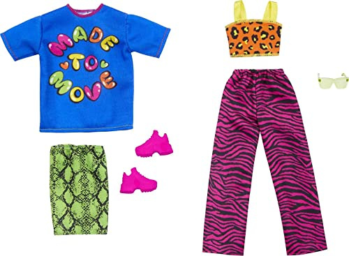 Barbie Vêtements, Mode et Accessoires Pack poupées à la Mode, l'ensemble Comprend 2 Looks complets avec des Robes Vives et des pièces de Style